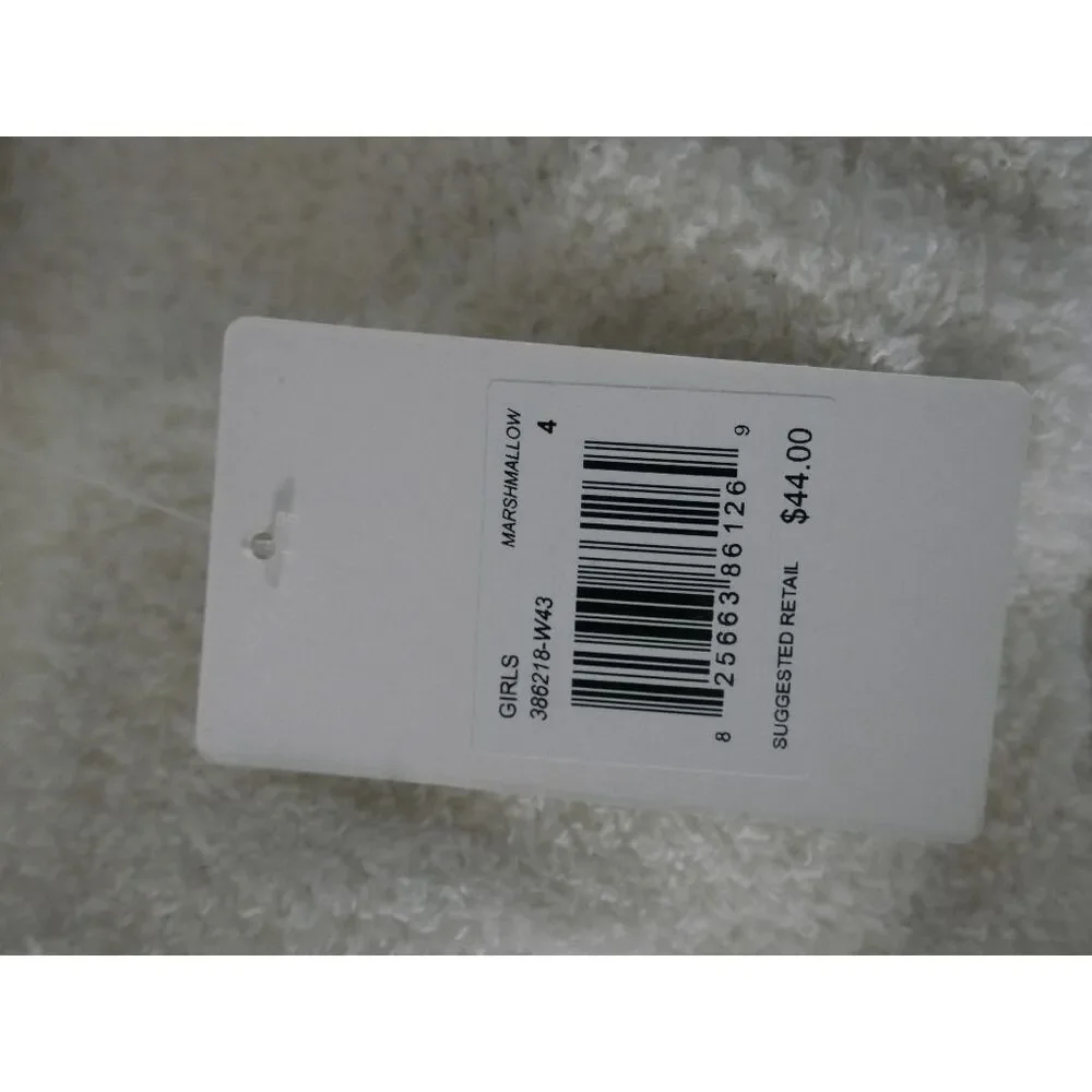 Hurley Girls’ Sherpa Zip Hoodie Jacket – KIDS Size 4 – White Fleece Hooded